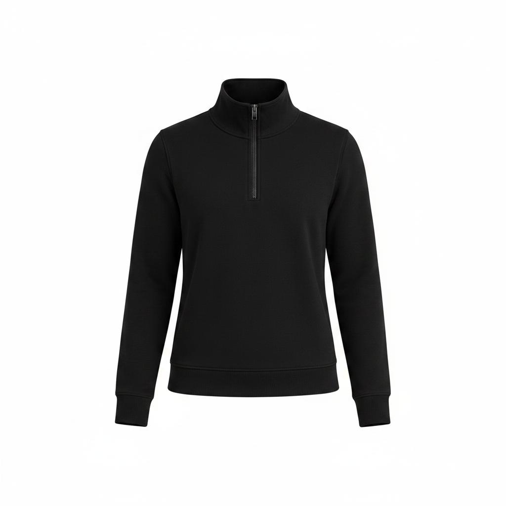 Quarter Zip Pullover in Black